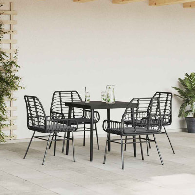 Patio Dining Set With Cushions Poly Rattan Glass by Bayou Breeze