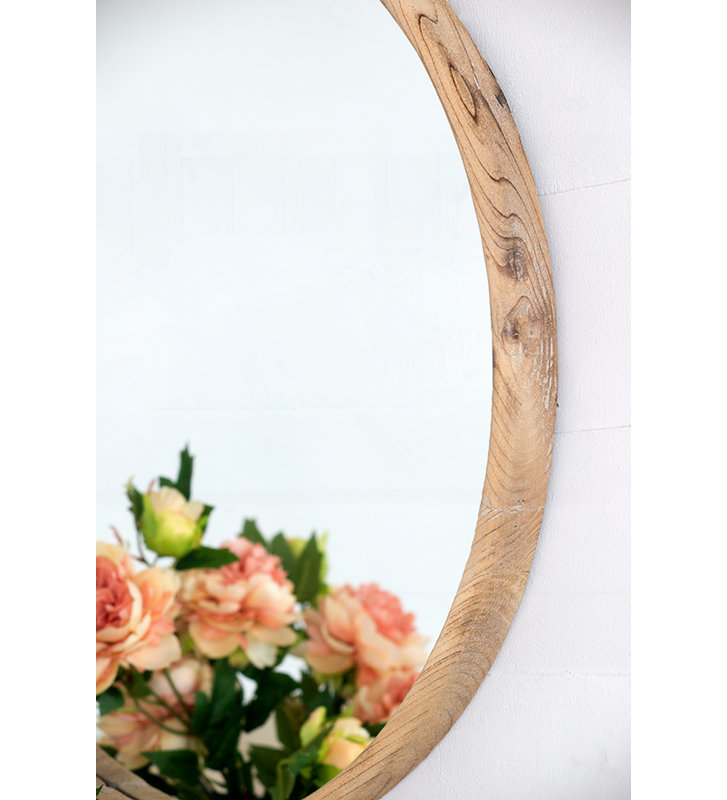 28" Round Wood Mirror