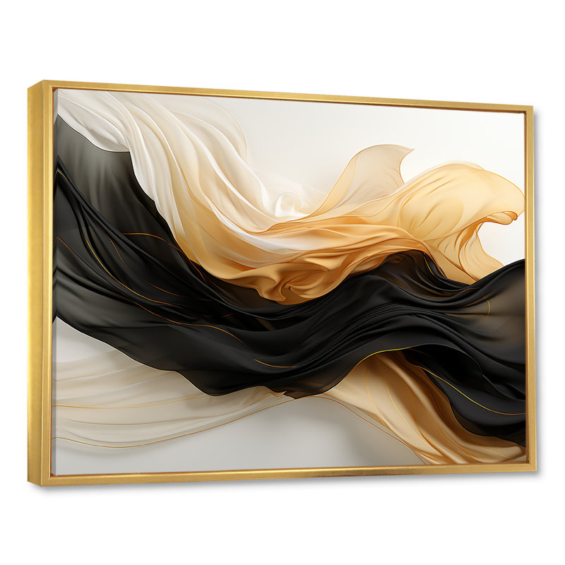 Art mural, impression sur toile, formes abstraites, H 34 po x l 44 po x P 1,5 po, Cadre flottant doré