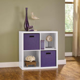 4 Cube Storage Shelf Organizer Bookshelf With Back Panel, Easy Assembly, Wood,