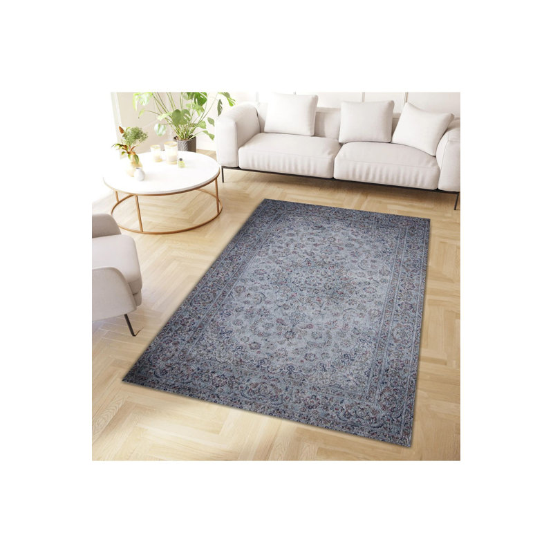 Tapis gris lavable à la machine, Rectangle 3 pi 11 po x 5 pi 11 po