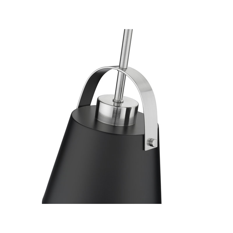 Chrisha 1 - Light Single Pendant, Matte Black, 9.5" H x 8" W x 8" D, Brushed Nickel
