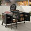 Grande table de barbecue 72,4 "pour Big Green Egg & Kamado Joe - Îlot de cuisine extérieur en métal avec table de préparation pliable, tablettes réglables et support à épices