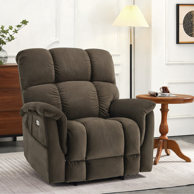 Large-Wide Power Recliner Lift Chair with Massage and Dual Heating, Infinite Position, Fabric, Brown Fabric