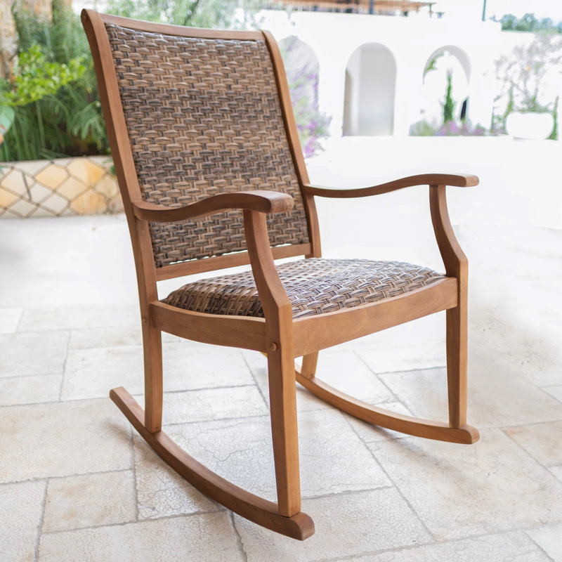 Chaise berçante d'extérieur en teck indonésien Leeds