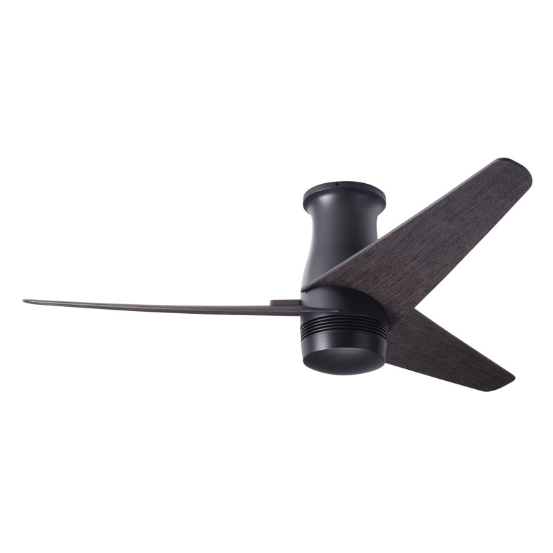 Velo Flush Mount Ceiling Fan, Dark Bronze, Wall Control, Ebony