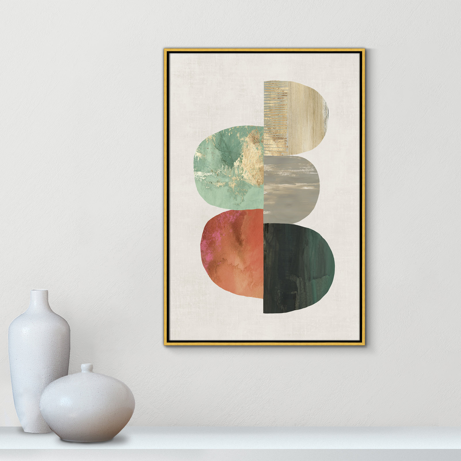 Evolving Energy I - Painting Print, Picture Framed Canvas, 37.5" H x 25.5" W, Gold