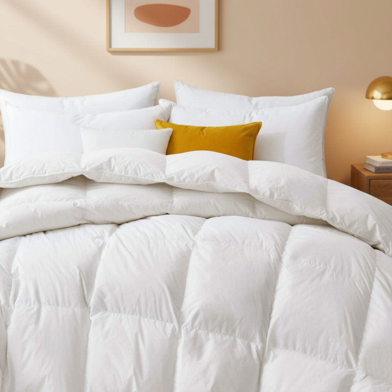  All Seasons White Goose Feather Duvet Insert with 300TC Cotton Cover, California King