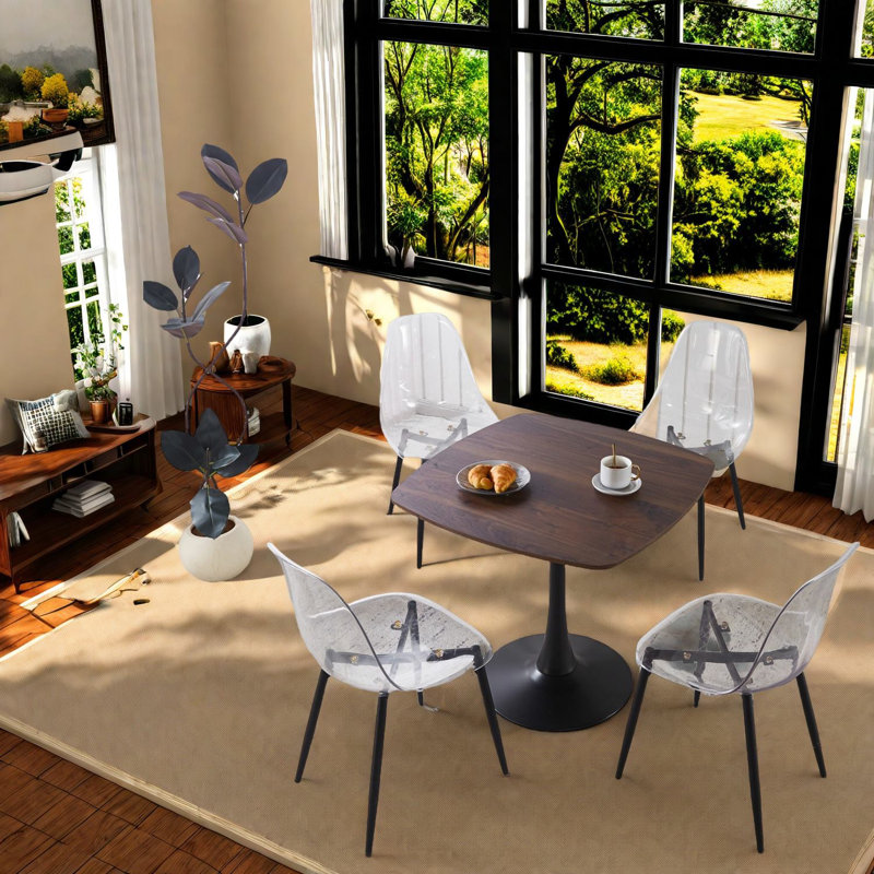 Space-saving Dining Table Sets, Black Mdf And Metal, Modern Kitchen