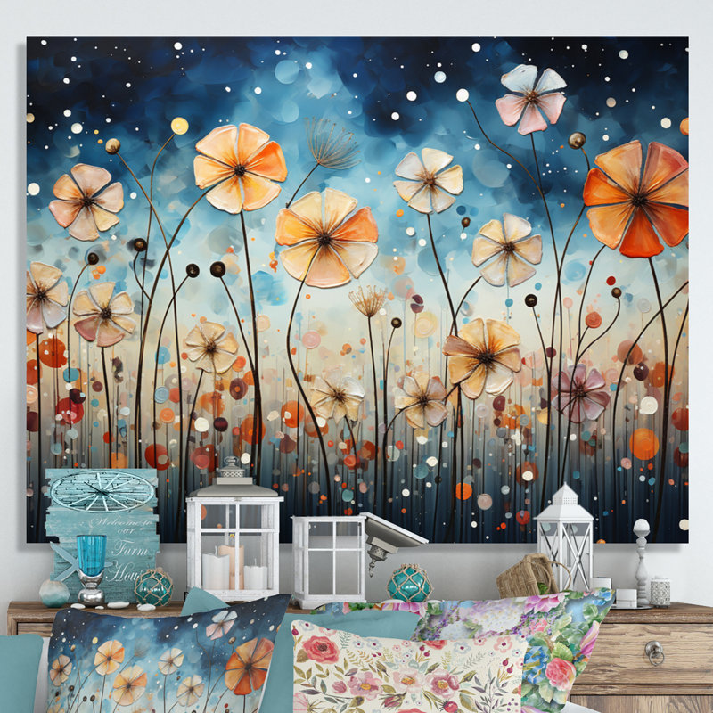 Blue Dandelion Floral Symphony III - Floral Canvas Art Print, H 30 po x l 40 po x P 1,5 po, Toile tendue