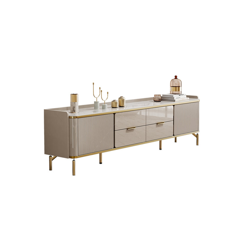 Meuble télé moderne et luxueux, Or/beige, 70.87"