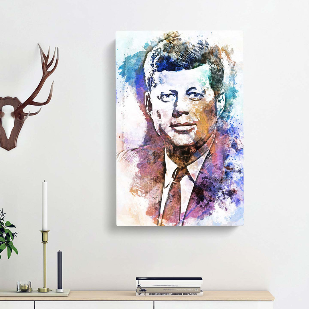 John F Kennedy JFK In Abstract - Wrapped Canvas