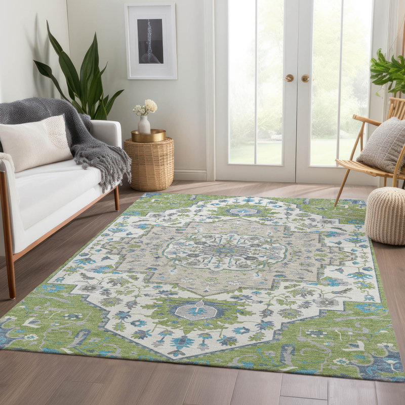 Tapis oriental Elvis AMF985 lavable à la machine de qualité supérieure, Rectangle 9 pi x 12 pi