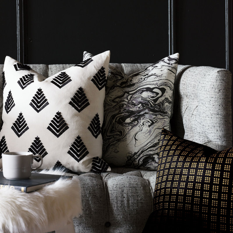 Luxurious Square Cotton Throw Pillow with Feather Fill