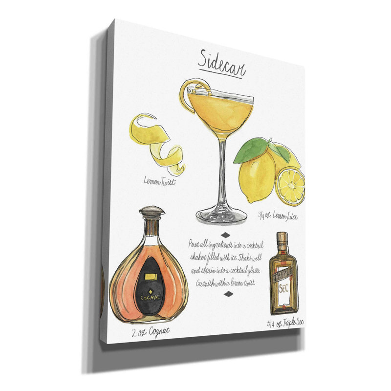 «Classic Cocktail-Sidecar» par Naomi McCavitt, art mural sur toile, H 34 po x l 26 po x P 1,5 po