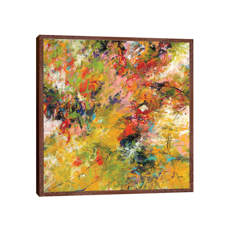 Wildflowers by Jan Weiss - Painting on Canvas, 45.72cm H x 45.72cm W x 3.81cm D, Classic Brown Wood Framed