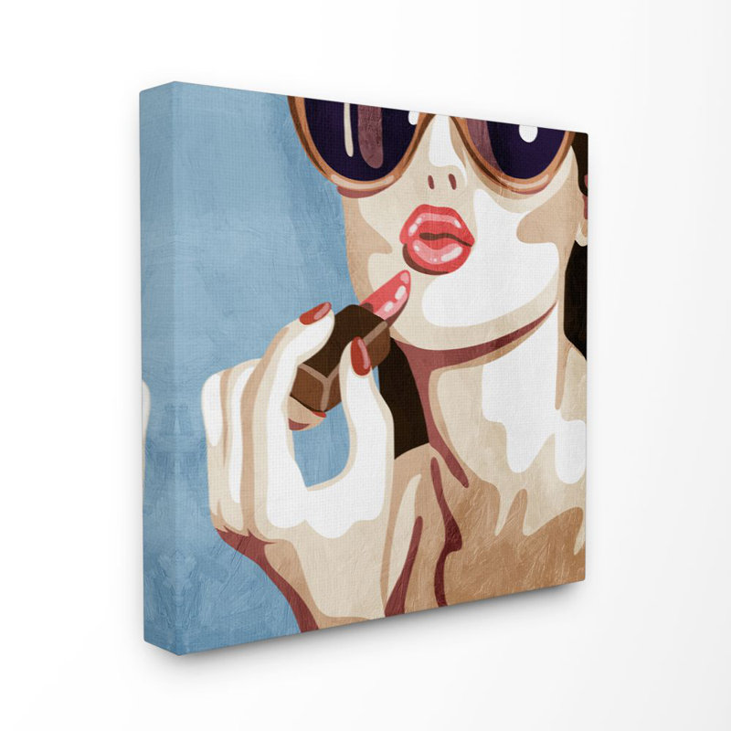 «Lips Kiss», peinture, Toile tendue, H 17 po x l 17 po x P 1,5 po