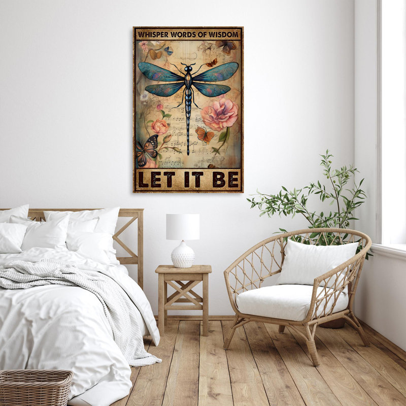 Libellule Let It Be 1 sur toile, H 14 po x l 11 po x P 1,25 po