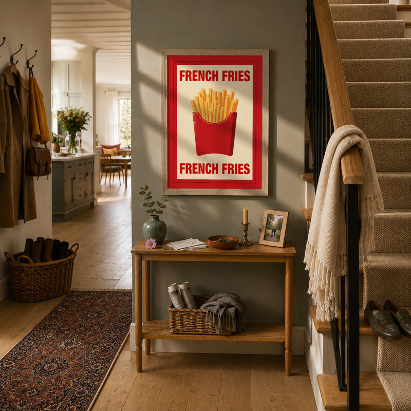 French Fries Poster Retro - Framed Print, A1 - 84.1 x 59.4 cm, Oak