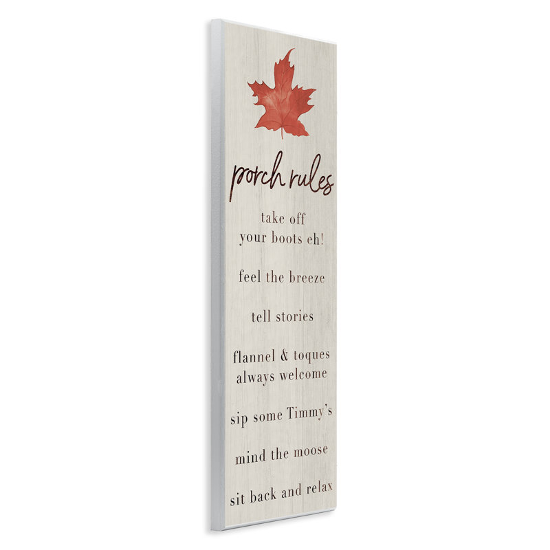 Plaque murale «Maple Leaf Porch Rules», par Lil 'Rue