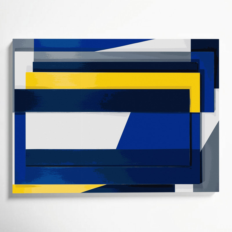 «Hard Edge», art mural bleu sur toile 68, H 11 po x l 14 po