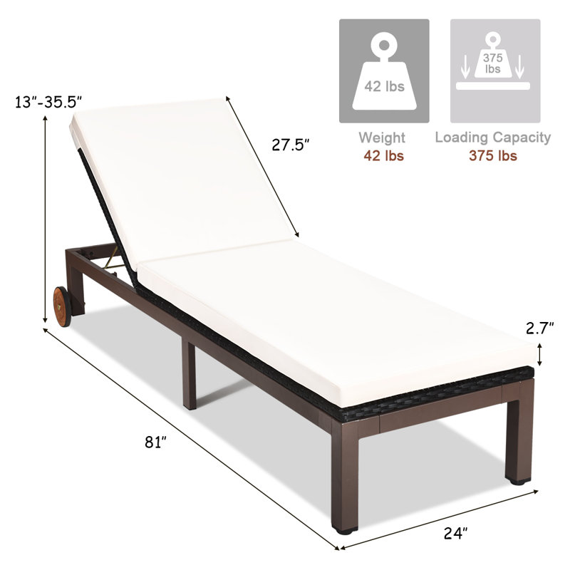 Antavia Outdoor Chaise Lounge , Cushion Included, Off White