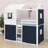 Bunk Wood House Bed With Tent-1843614669-1843614667