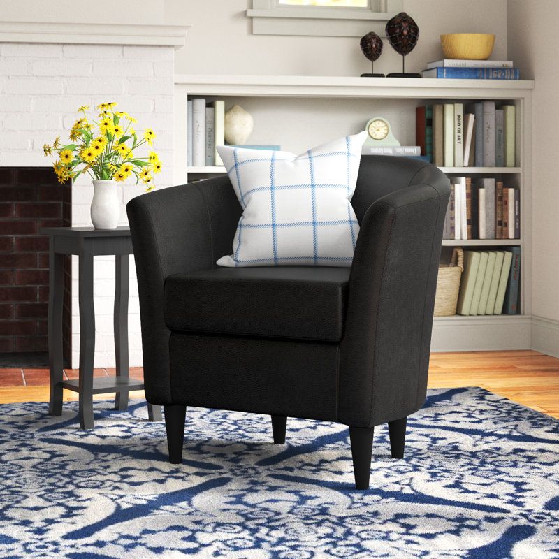 Fauteuil demi-tonneau de 31,5 po Kronos, Similicuir noir