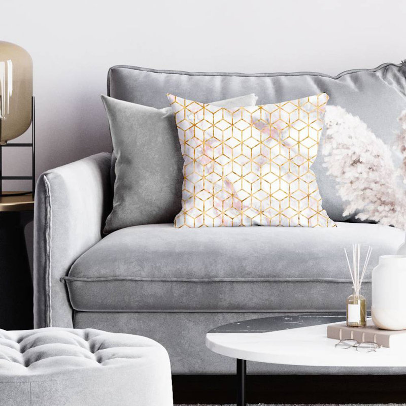 Symmetry - 16"x16" Throw pillow - Poly twill - Print on demand, Pink/White, 16" H x 16" W, Polyester/Polyfill