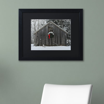 "Christmas Barn in the Snow" par Kurt Shaffer, reproduction de photo encadrée