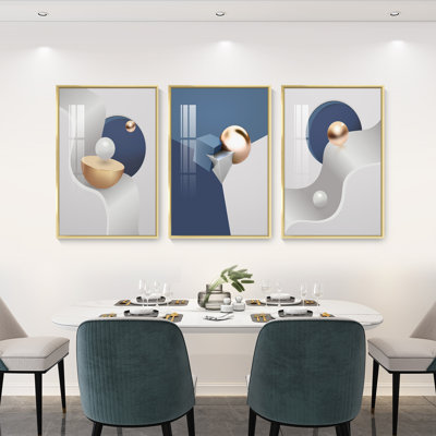 Luxueux aluminium encadré, ensemble de 3 reproductions d'art encadrées sur toile7
