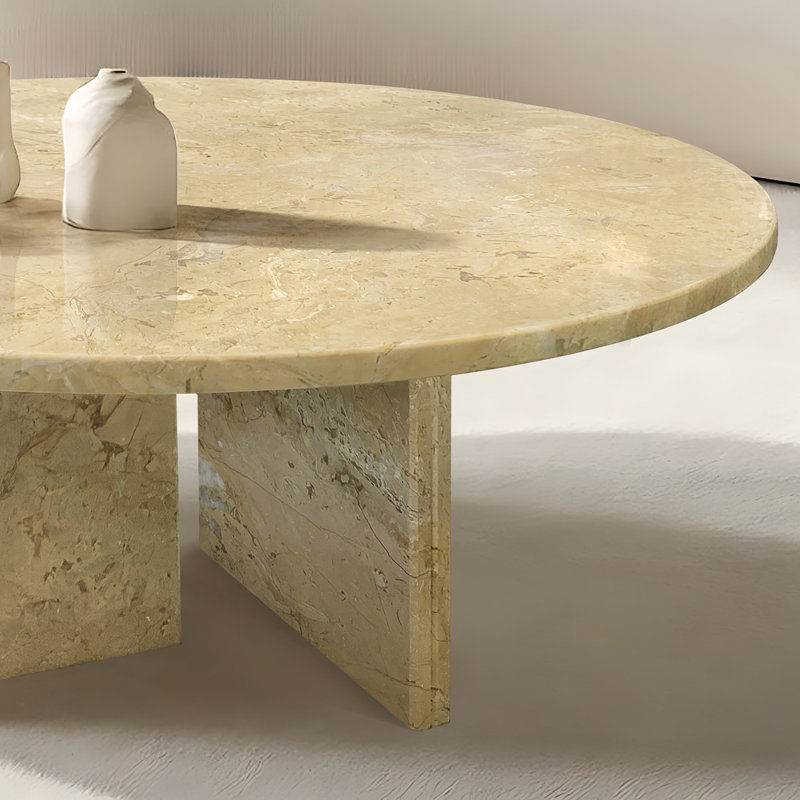 Élégante table basse en marbre Glod, H 12,71 po x L 27,71 po x l 27,71 po, Yellow