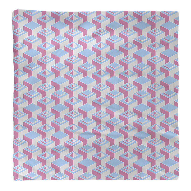 Serviette de table en coton à motif de gratte-ciels à deux couleurs, H 0,1 po x l 22 po x P 22 po, Bleu sarcelle clair / rose