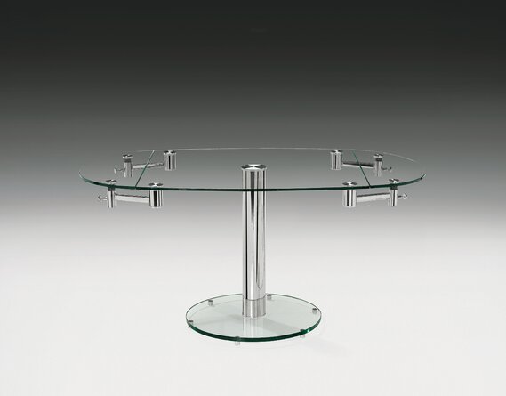 Avonda Extendable Oval Glass Top Metal Base Dining Table