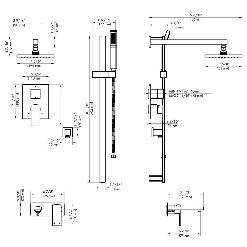 Bliss Complete Shower System with Rough-in Valve, Chrome