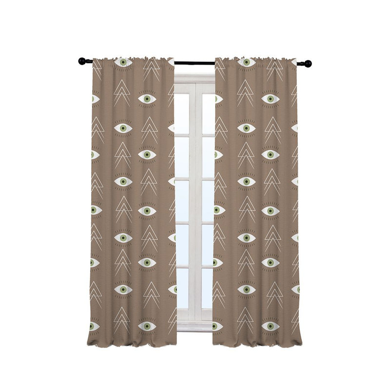 Ania Semi Sheer Curtain Pair, Beige, 140cm Width x 175cm Drop