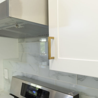 Classica Collection Square Handle Pull - 5" Center to Center Cabinet Pull Brushed Gold - Contemporary Hardware for Drawers & Cabinets