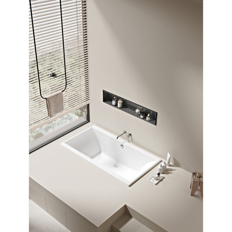 Kingston Brass Aqua Eden 67-Inch Acrylic Rectangular Drop-In Tub with Reversible Drain