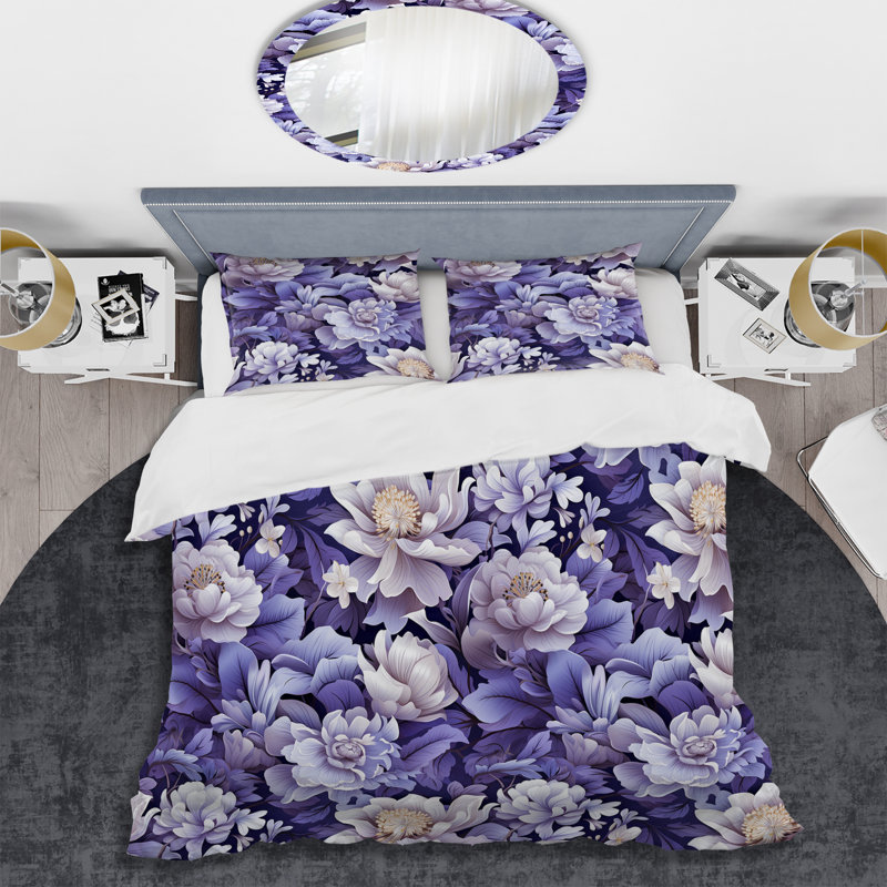 Ensemble de housse de couette Purple Poppies Harmony II, Housse de couette pour très grand lit et 2 très