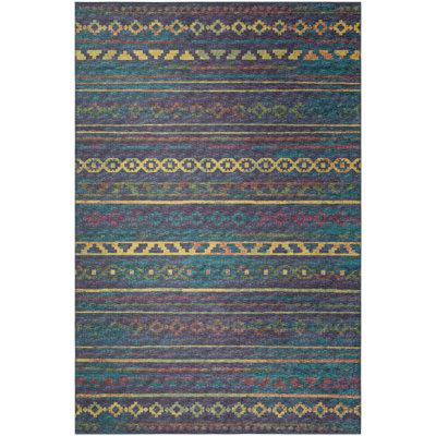 Tapis jaune / bleu / vert tissé à la machine Anbria