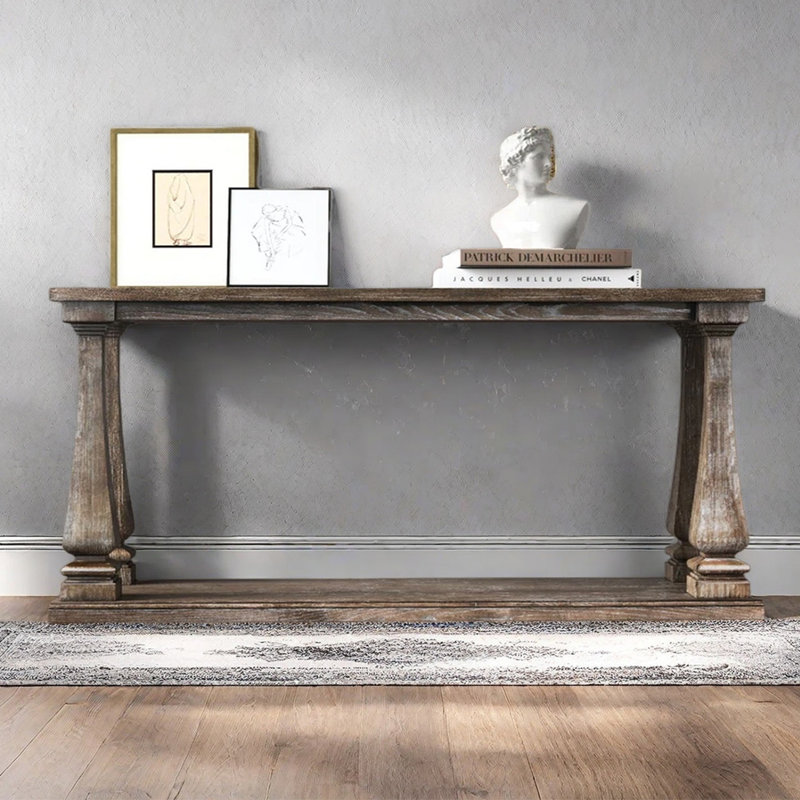 Modern minimalist wooden console table, 35.43" H x 62.99" W x 15.75" D