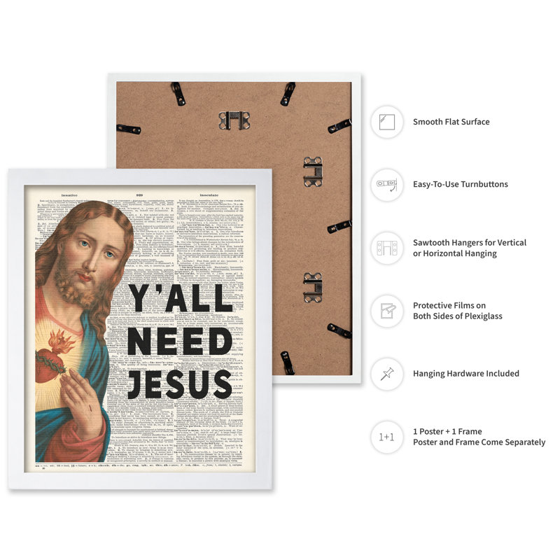 Y'all Need Jesus, Poster, White Framed, 16"H x 20"W