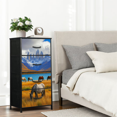 4 Drawer Dresser for Bedroom, Narrow Chest of Drawers, Wooden Top and Study Iron Frame 18"x37.5"-(WxH)