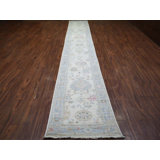 Oushak Collection, Transitional One-of-a-Kind Runner 2'7" X 19'2" Hand Knotted Area Rug