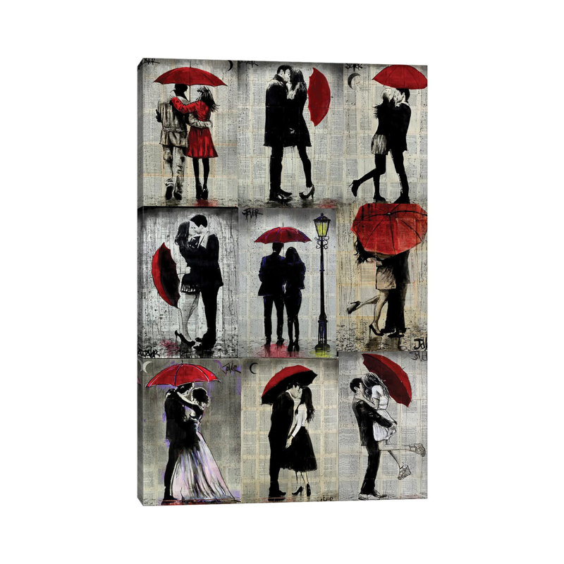 9 Red Umbrella by Loui Jover - Print on Canvas, Wrapped Canvas, 66.04 cm H x 45.72 cm W x 1.91 cm D