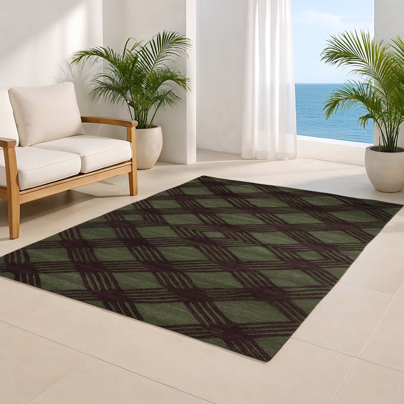 Tapis brun intérieur et extérieur Trellis, Rectangulaire 8 pi x 10 pi