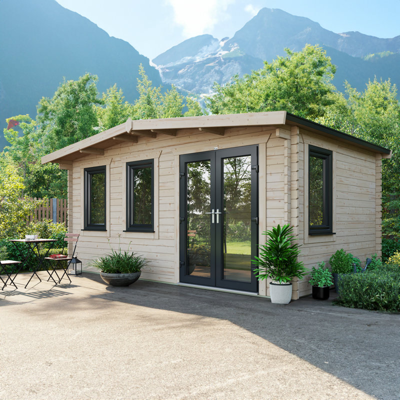 Powersheds Apex 10 x 16ft Chalet Log Cabin, Doors to the Right - 44mm