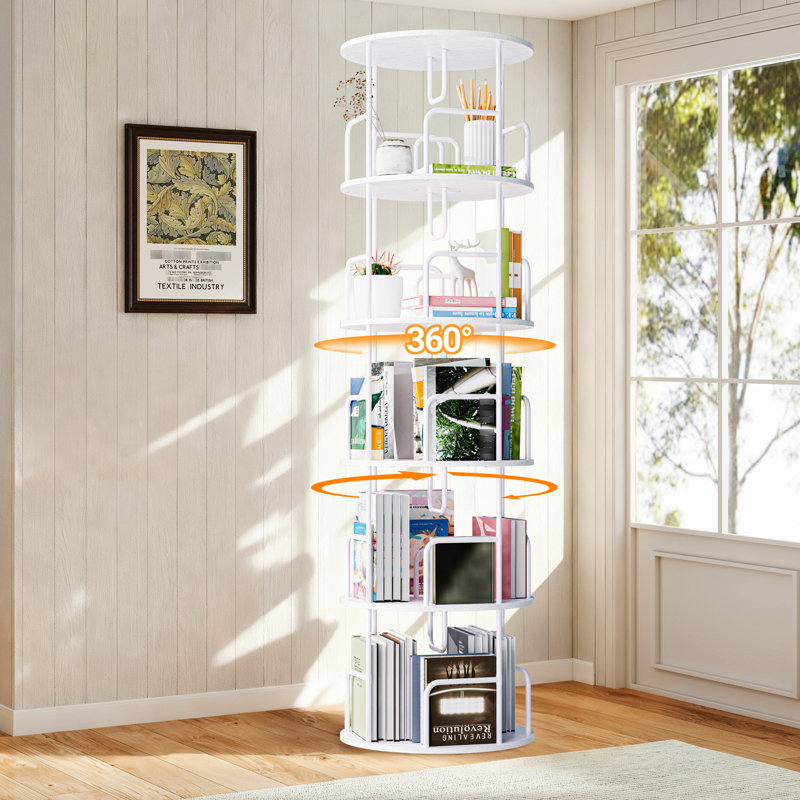 Bibliothèque verticale à 5 niveaux pour la chambre à coucher, le salon et le bureau, blanc, fer de haute qualité pour la maison, le bureau et la structure