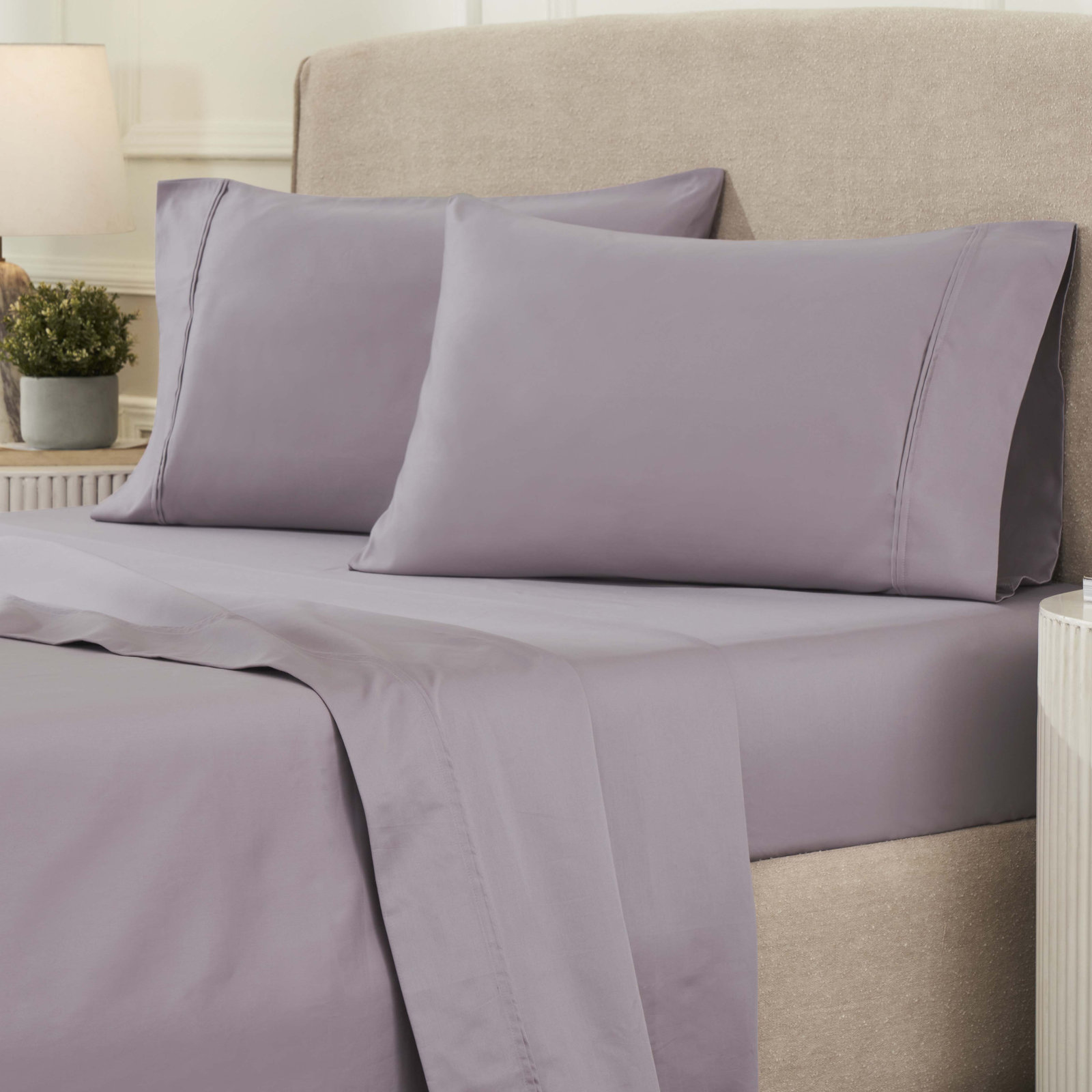 Mellark Cotton Sheet Set, King Sheet Set with 2 Pillowcases, Zephyr