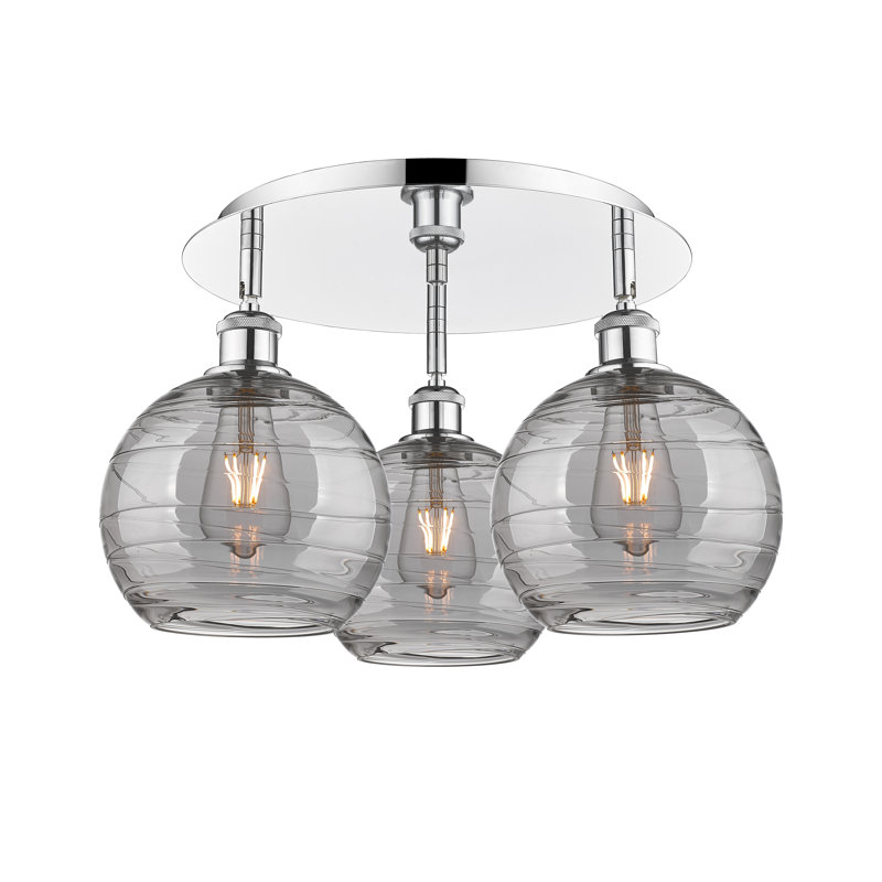 Essex Glass Flush Mount, Polished Chrome, 10.88" H x 19.75" W x 19.75" D